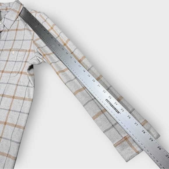 Faherty Women’s Large Legend Sweater Shirt Gray Brown Plaid Soft Knit Button Up - Picture 11 of 12